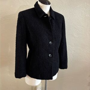 Josephine Chaus Petite Black Women's Jacket Persian Wool like Sz 10 petite